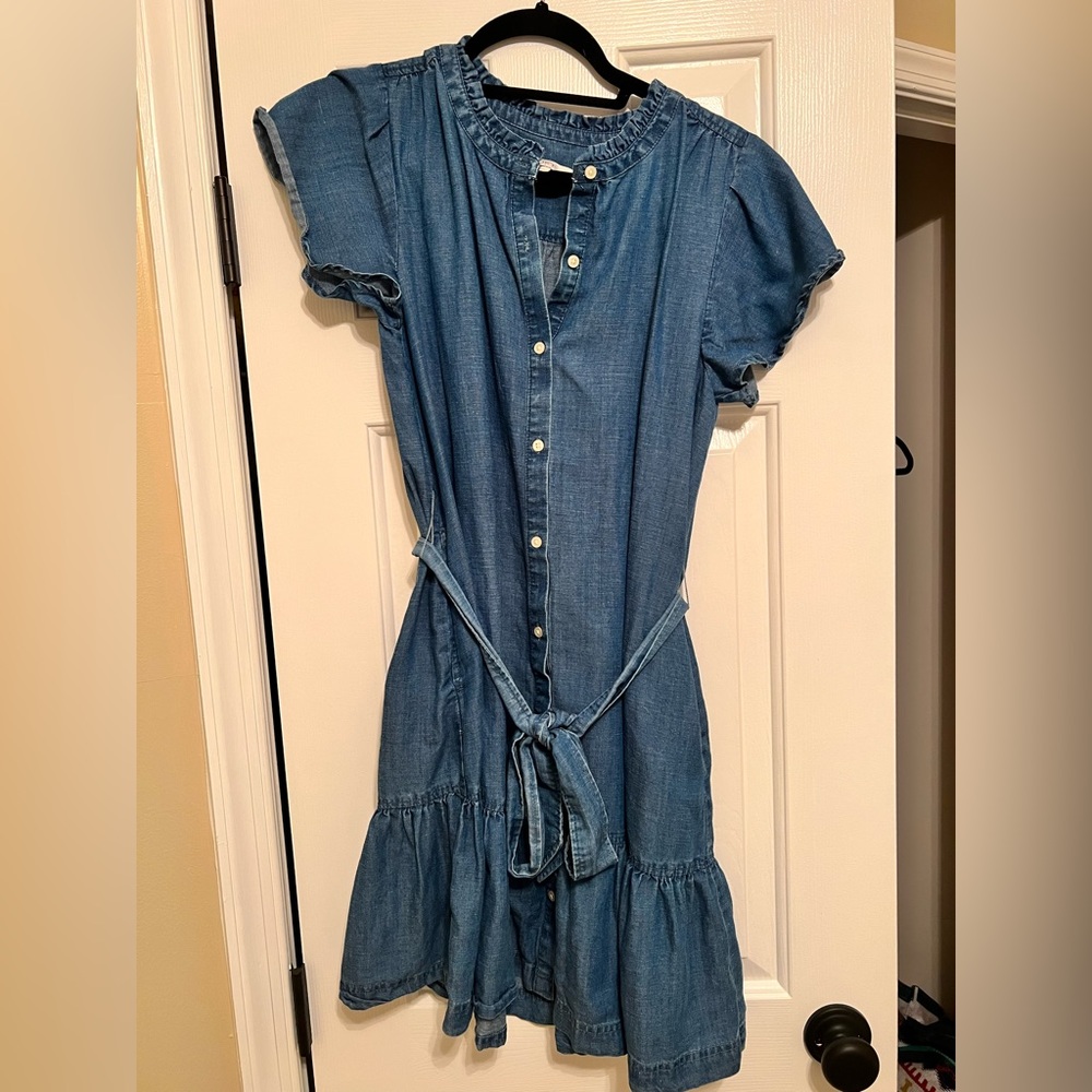 Loft Jean Ruffle Bottom, Front Tie Dress, Size 4